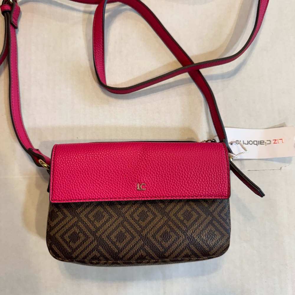Liz Claiborne Fuchsia and Brown Crossbody Bag